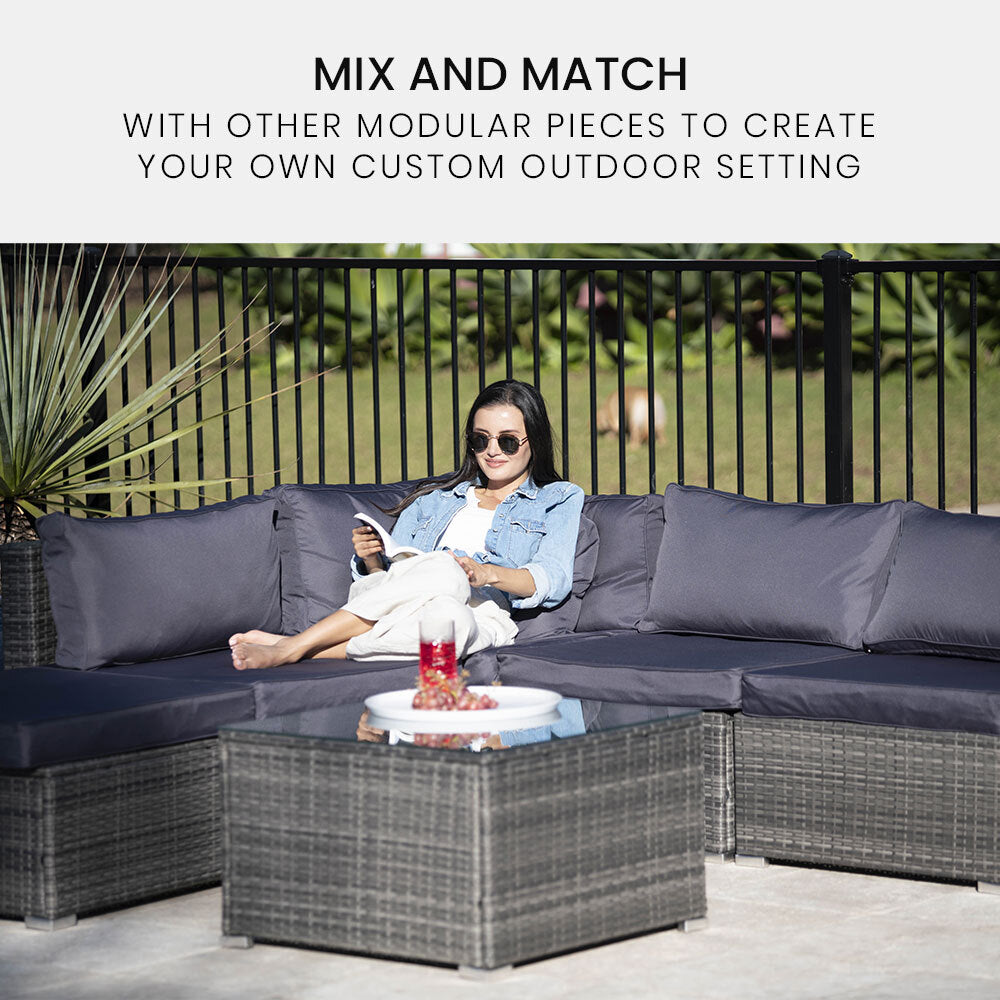 NNEMB 1 Piece Outdoor Wicker Coffee Table-Grey