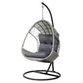Outdoor Egg Swing Chair Wicker Furniture with Pod Stand (Light Grey)
