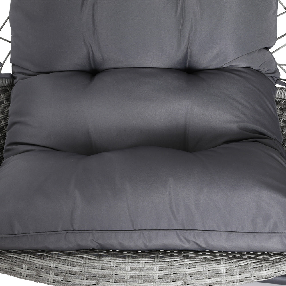 Outdoor Egg Swing Chair Wicker Furniture with Pod Stand (Light Grey)