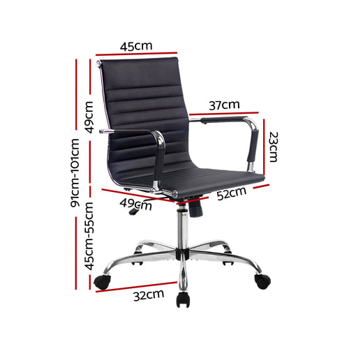 Black Artiss office conference chair with PU leather upholstery and mid-back design, suitable for professional office settings.