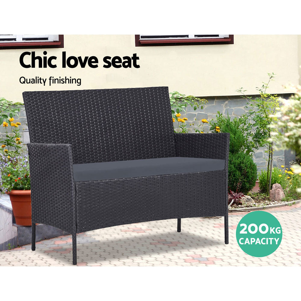 NNEDSZ Furniture Wicker Set Chair Table Dark Grey 4pc