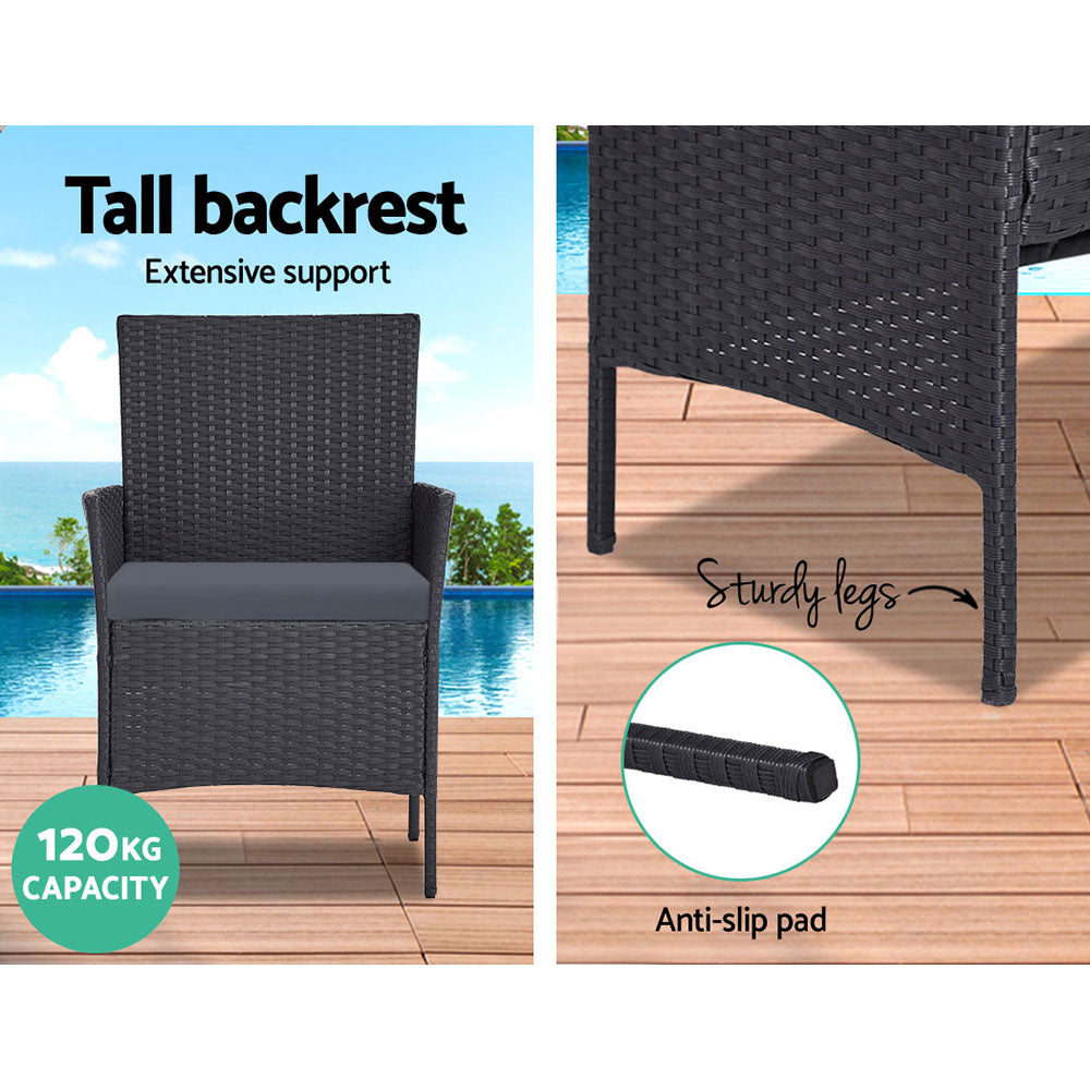 NNEDSZ Furniture Wicker Set Chair Table Dark Grey 4pc