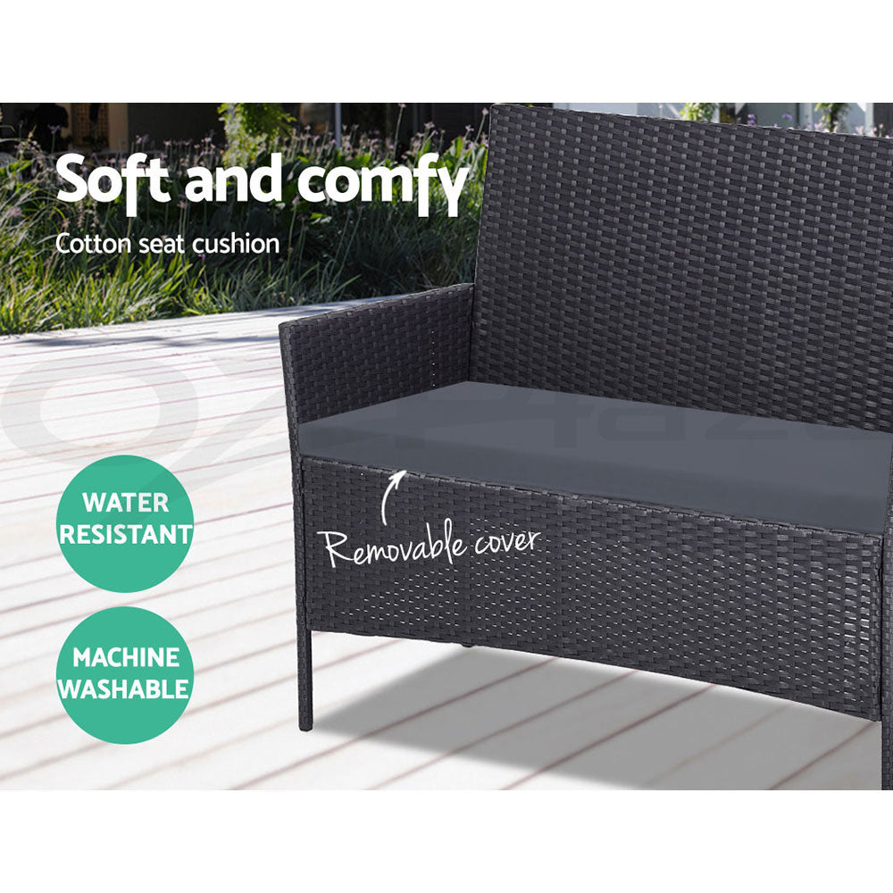NNEDSZ Furniture Wicker Set Chair Table Dark Grey 4pc