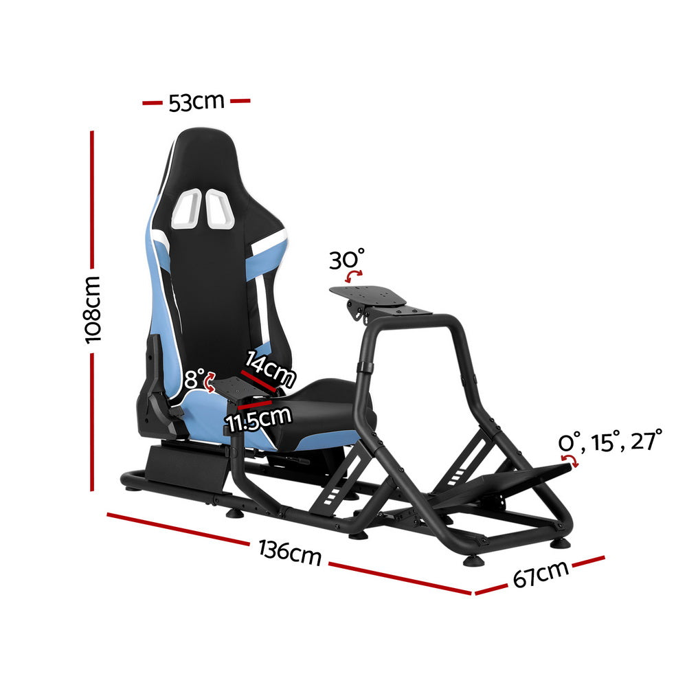NNEDSZ Artiss Racing Simulator Cockpit Steering Wheel Gaming Chair Blue