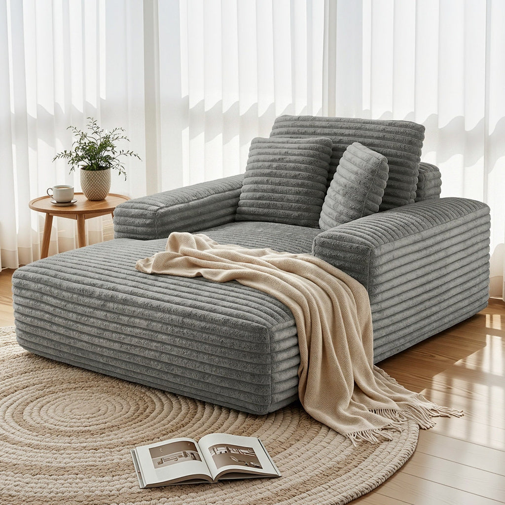 Faux Fur Lounge Sofa Bed (Grey)