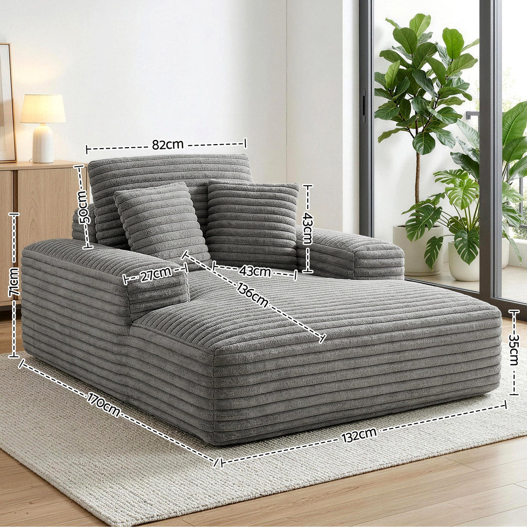 Faux Fur Lounge Sofa Bed (Grey)