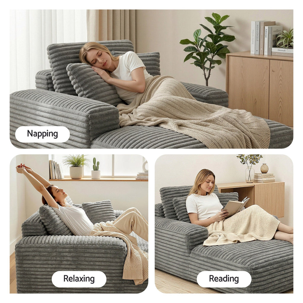 Faux Fur Lounge Sofa Bed (Grey)
