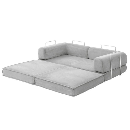 Light grey convertible folding sofa bed from DropshipZone, showcasing its compact design and versatile furniture functionality.