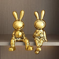 Modern Elegance: Electroplating Rabbit Sculpture Set for Chic Home and Office Decor