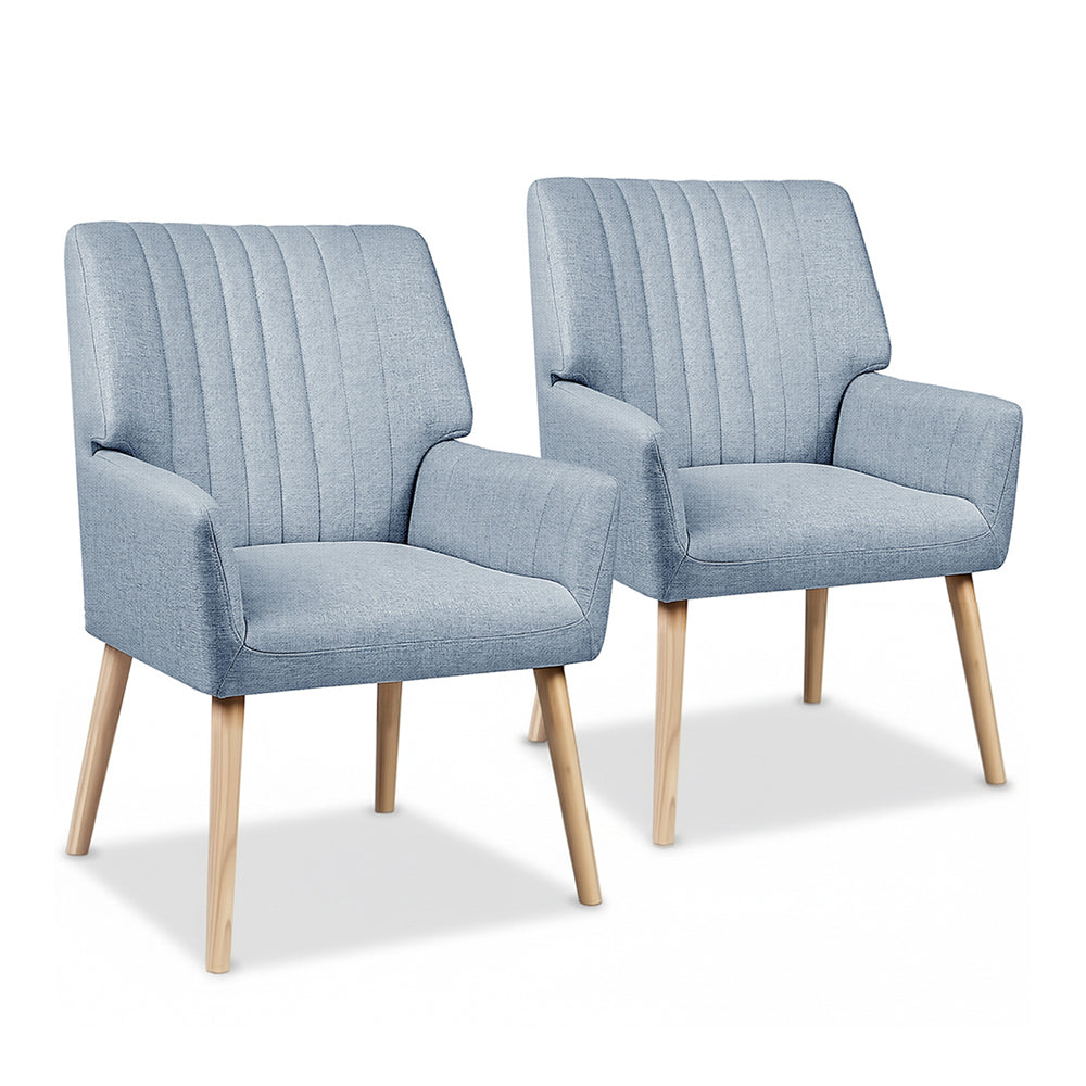 Artiss Armchair x 2 Blue Grey Fabric