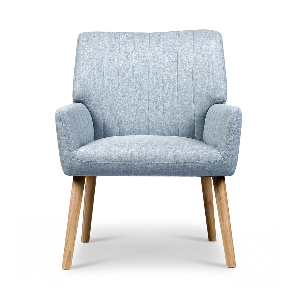 Artiss Armchair x 2 Blue Grey Fabric