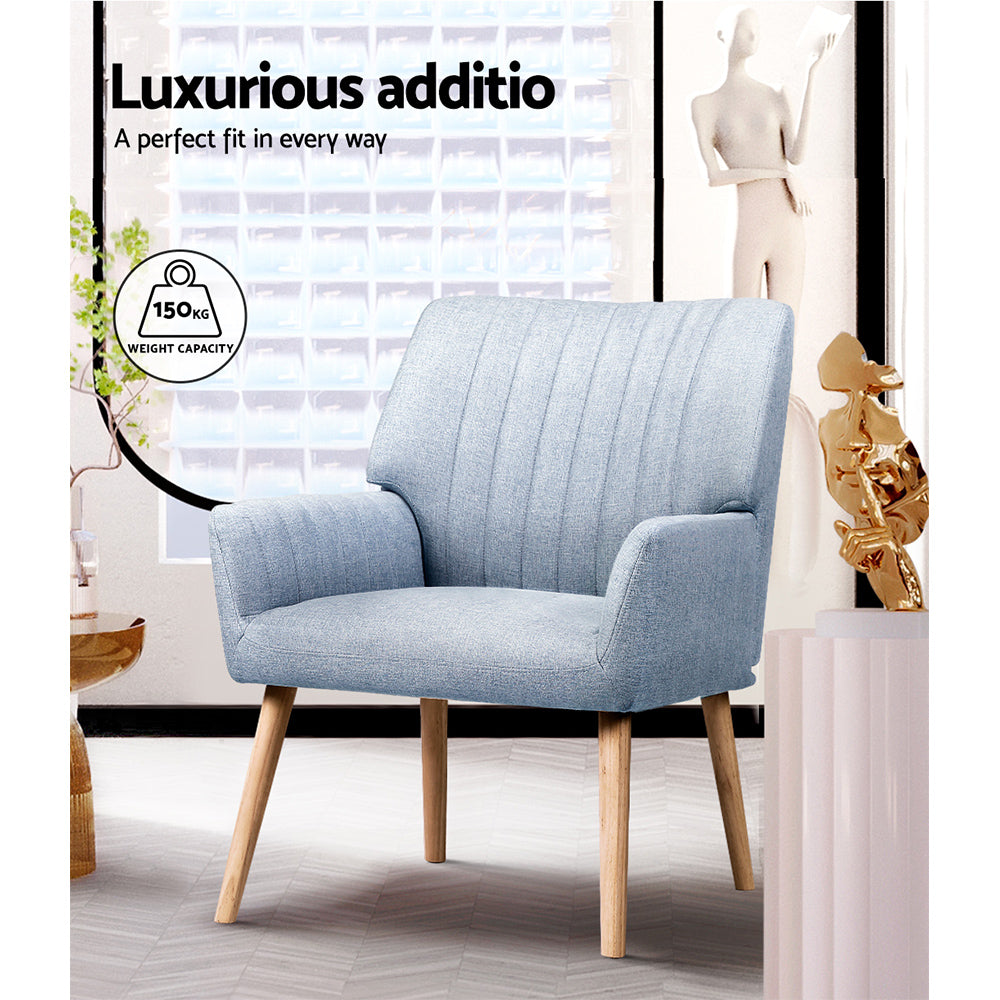 Artiss Armchair x 2 Blue Grey Fabric