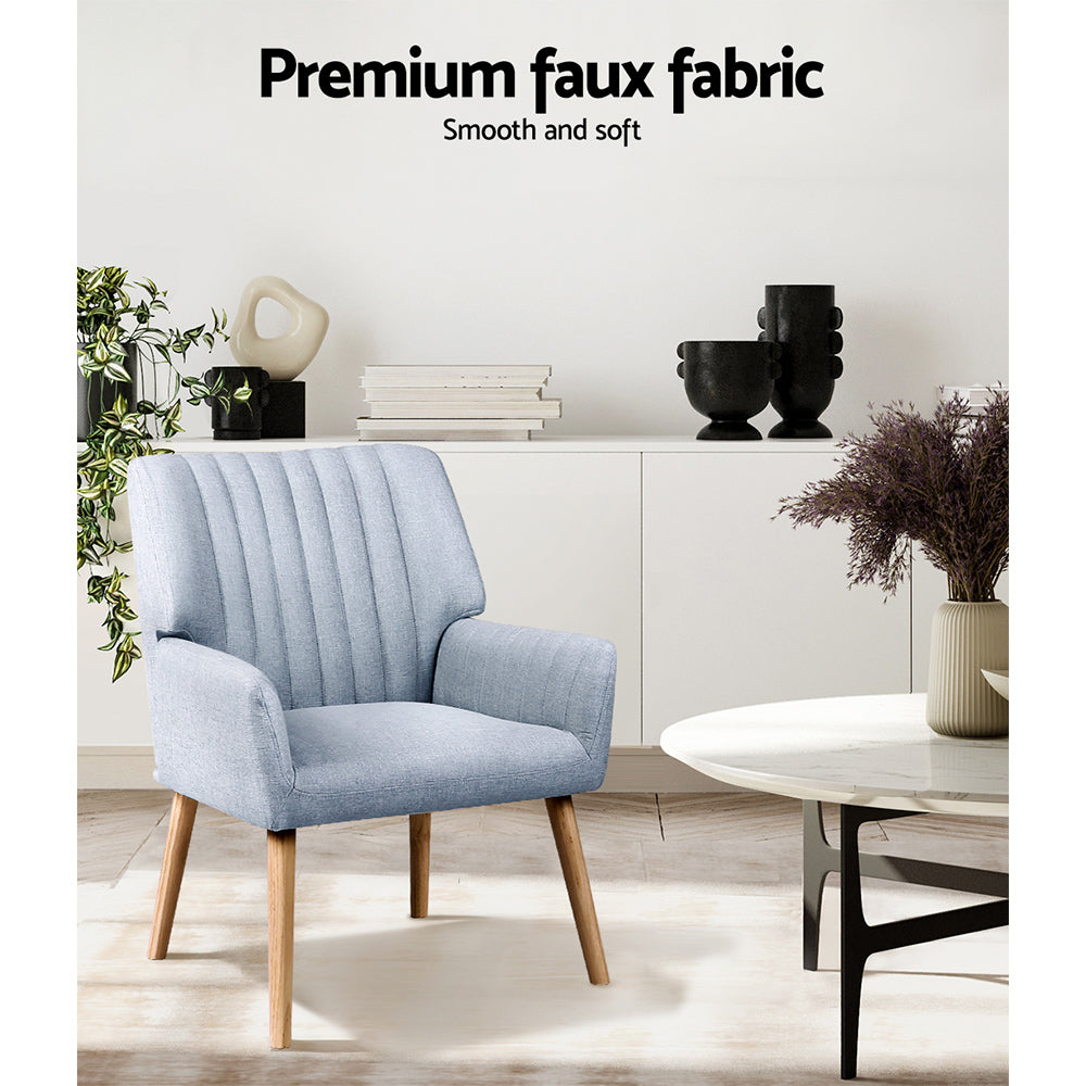 Artiss Armchair x 2 Blue Grey Fabric