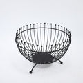 Small Feet Black Modern Metal Wire Fruit Basket Bowl - Countertop Storage for Fruit & Snacks
