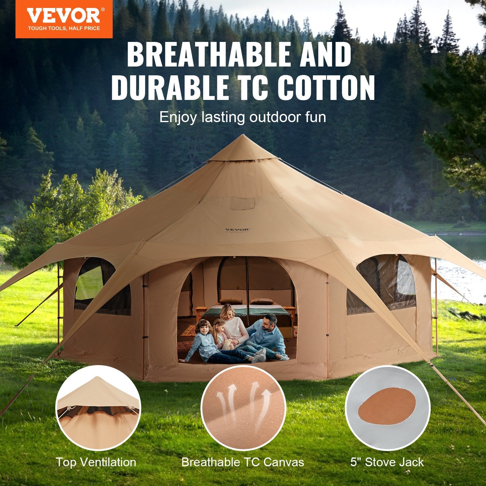 Canvas Bell Tent 4 Seasons 5m/16.4 ft