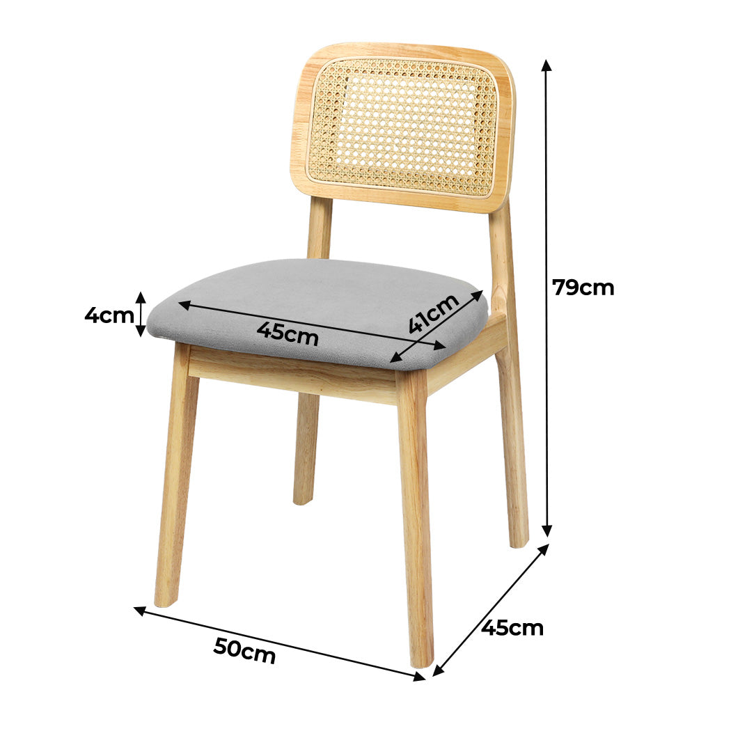 Levede Dining Chair Wood Rattan Armless Natural x6