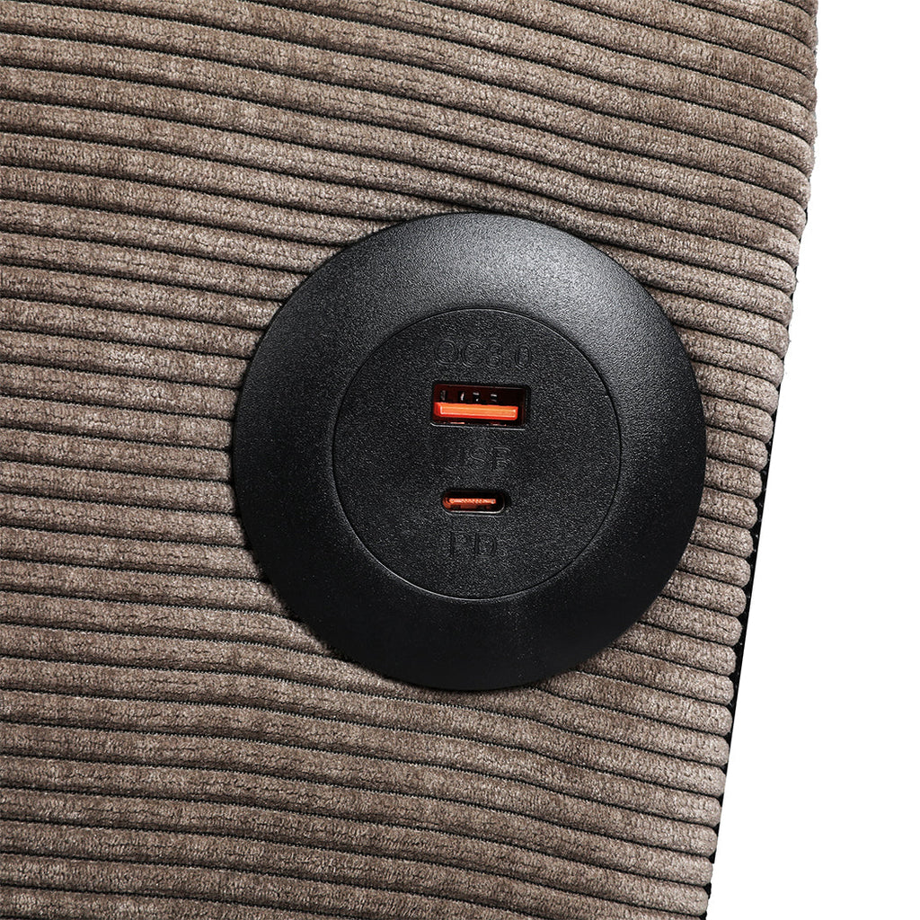 Convertible Sofa Bed with USB Charger and Removable Side Table