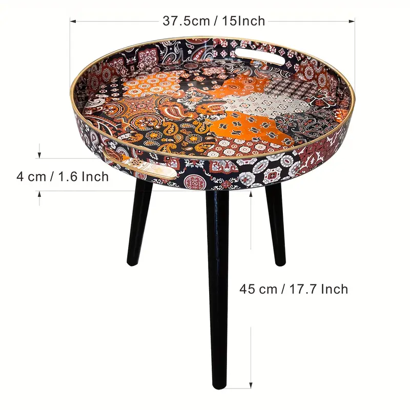 NNETM Boho-Chic Blue Coffee Table with Tray