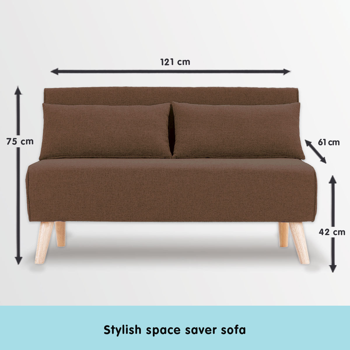 NNEDPE Sarantino 2-Seater Adjustable Sofa Bed Lounge Faux Linen - Brown
