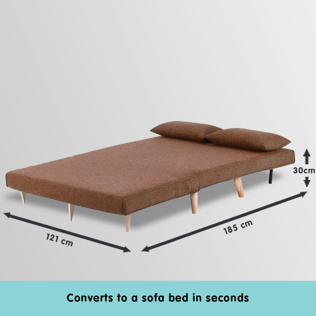 NNEDPE Sarantino 2-Seater Adjustable Sofa Bed Lounge Faux Linen - Brown